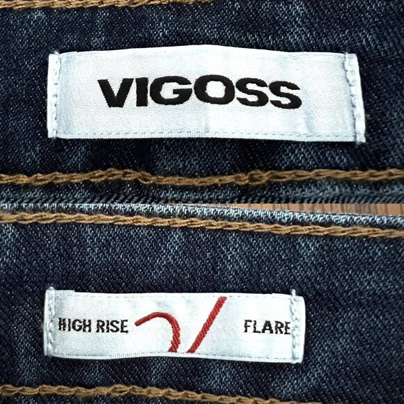 VIGOSS Womens Denim Jeans Size 28 High Rise Flare Leg Stretch Dark Wash Blue NWT - Picture 5 of 12